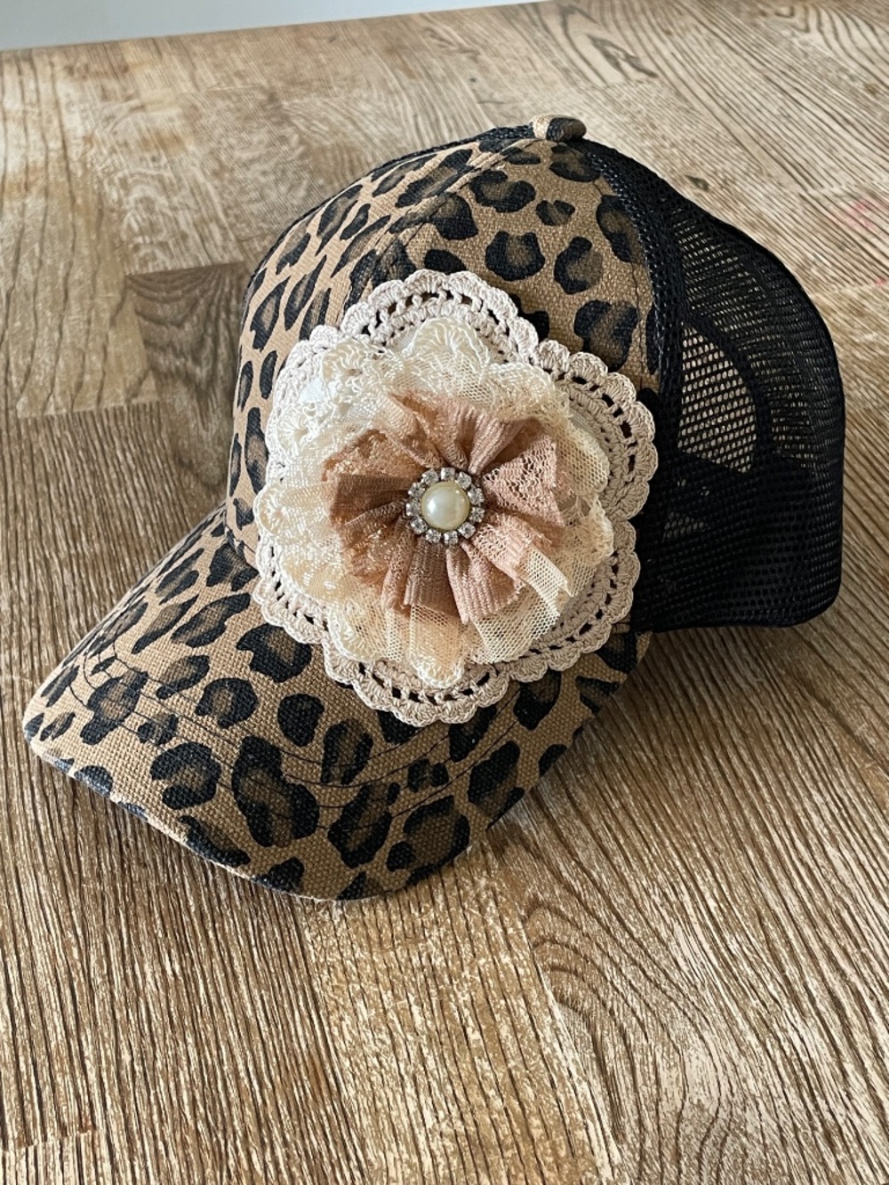 Womens Hats, Womans Bling Rhinestone Cap, Trucker Style Hat, Suede Hat, Leopard - Picture 7 of 7